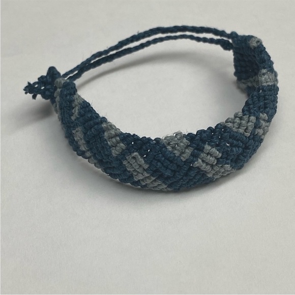 Handmade Boys Blue and Grey Macrame Hemp Bracelet - Picture 11 of 15